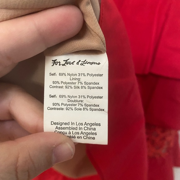 FOR LOVE & LEMONS Chianti Tank Dress red and black ruffle silk blend romantic M - Picture 10 of 10